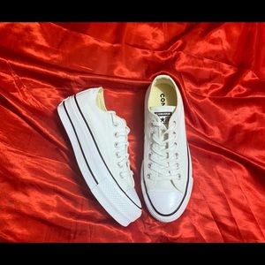 White platformed converse